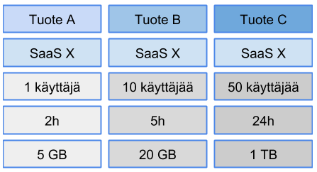 tuotteistus kapasiteettin perusteella